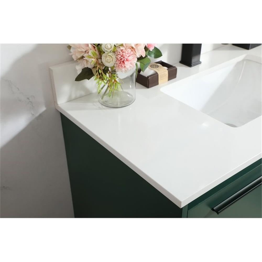 36 Inch Elegant Roman Style Green MDF Bathroom Vanity with Backsplash - Perfect for Small Bathroom Remodel, Guest Bath, or Powder Room Decor