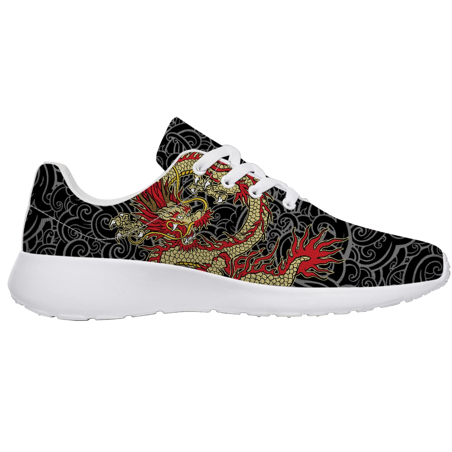 Dragon Design Running Shoes for Women & Men - Lightweight Tennis Golf Sneakers - Breathable Walking Shoes - Perfect Gift for Her & Him - Ideal for Sports, Gym, Workouts & Casual Wear