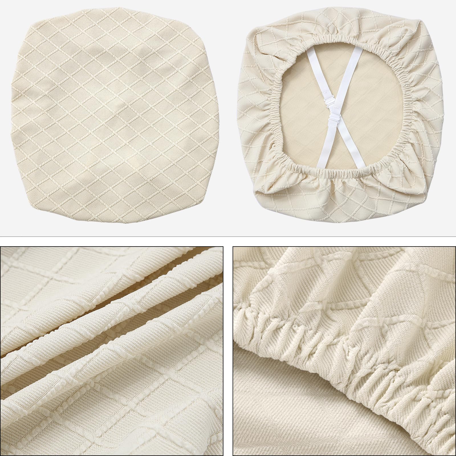 Stretch Jacquard Chair Covers Set of 4 - Washable & Anti-Dust for Dining Room