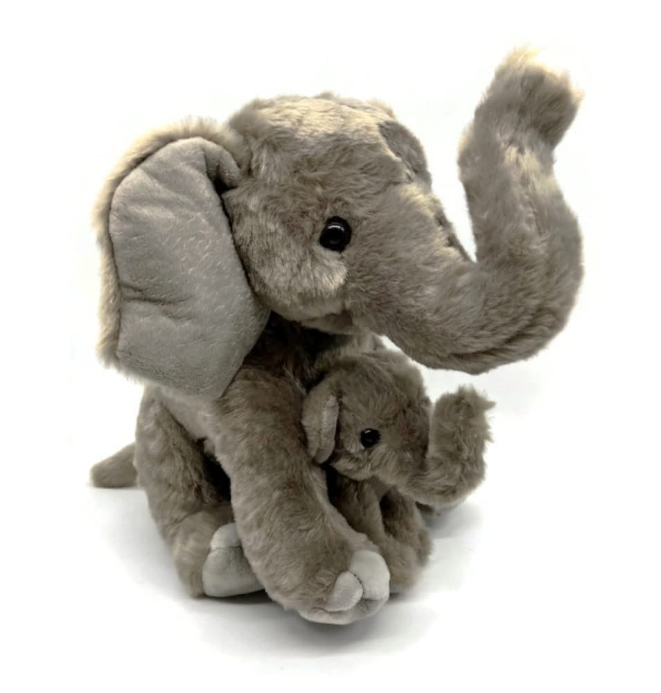 12 Inch Soft Plush Elephant Stuffed Animal Toy - Mom & Baby Elephant Cuddly Plushie for Kids, Wild Onez Zoo Collection | Perfect Gift for Birthdays, Nursery Decor & Toddler Comfort