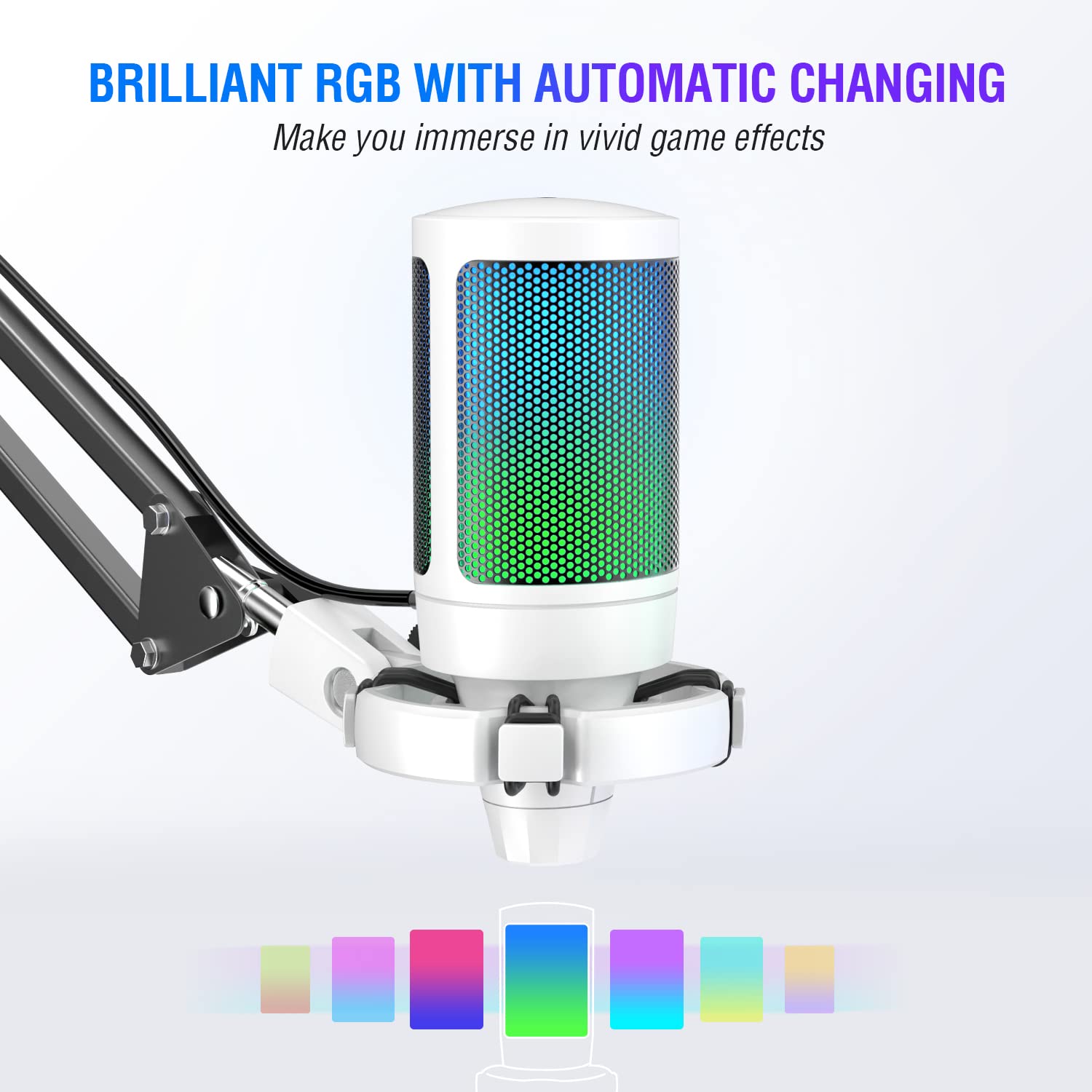 FIFINE RGB USB Microphone & Gaming Headset Bundle - Plug & Play PC Condenser Mic with Wired Headphones for PS4/PS5, Streaming, Recording, Discord, Twitch - Perfect for Gamers, Podcasters & Content Creators (A6TW+H6W)