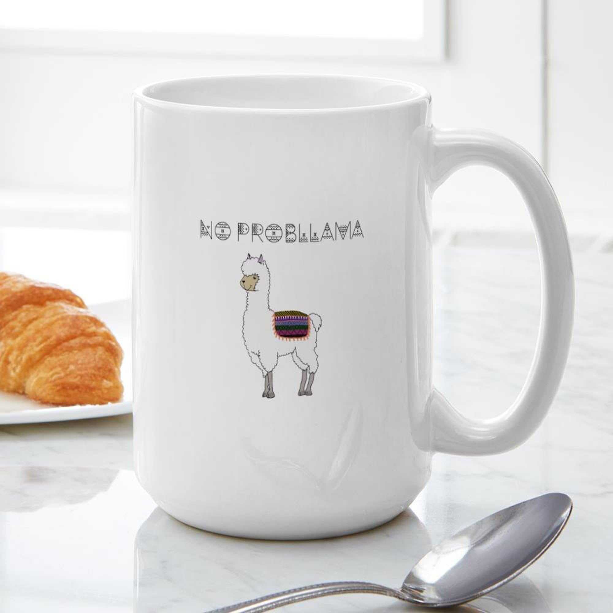 No Prob Llama! 15 oz (444 ml) Ceramic Coffee Mug - Funny Cute Llama Design, Perfect for Tea & Hot Drinks, Great Gift for Office, Home, or Camping Use