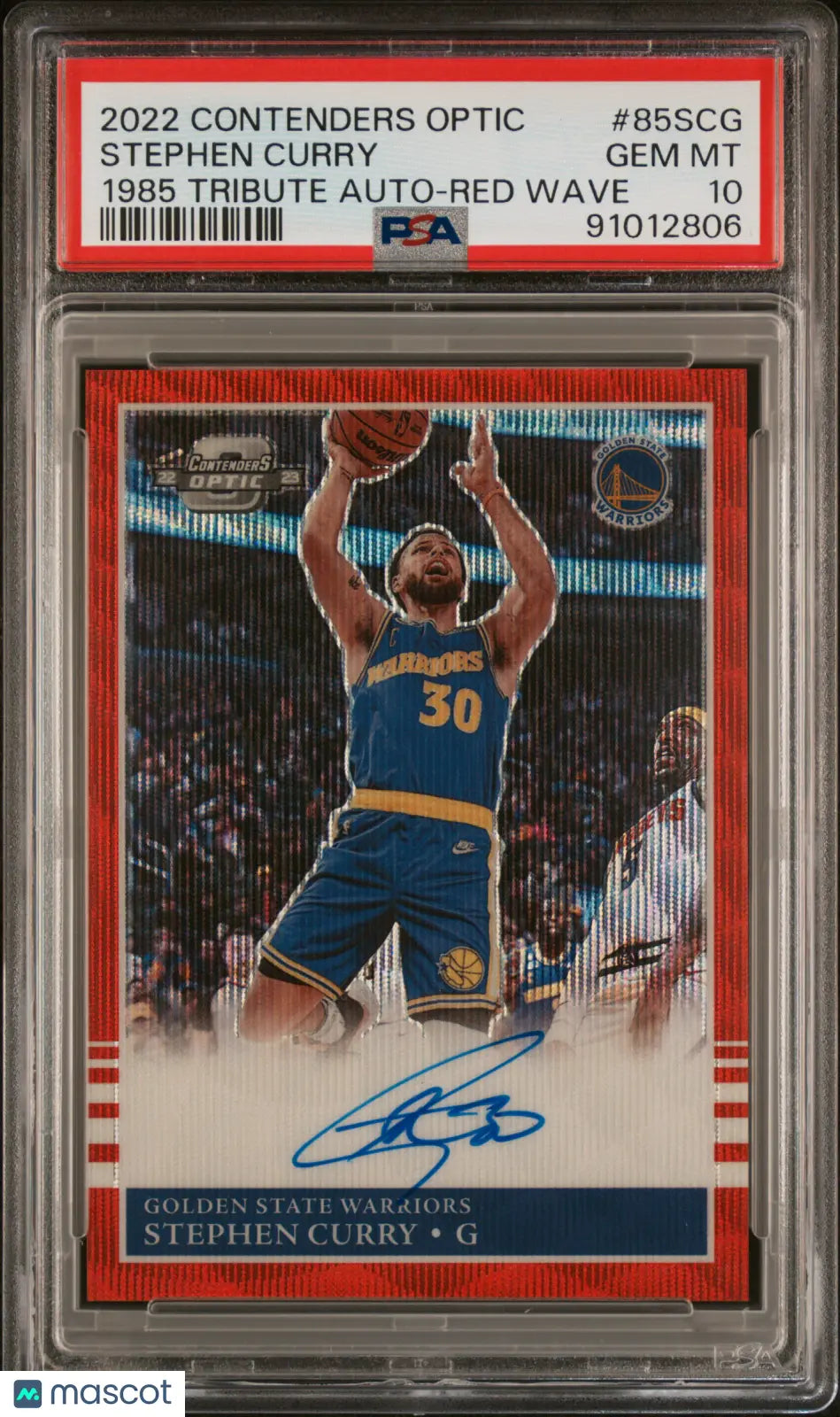 2022 Panini Contenders Optic 1985 Tribute Auto Stephen Curry Red Wave PSA 10 Basketball Trading Card - Perfect for NBA Collectors, Sports Memorabilia Enthusiasts & Investment Portfolio
