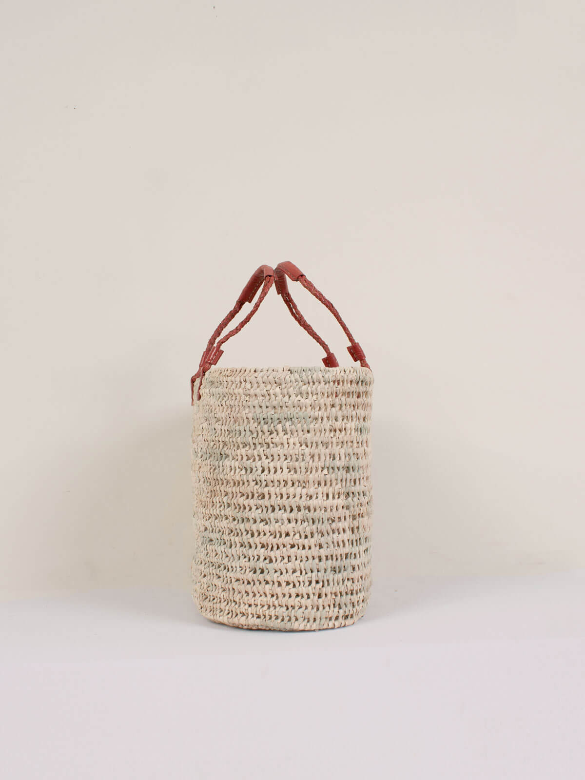 Stylish Pleated Leather Handle Basket in Terracotta - Perfect for Home Decor, Storage & Picnic Accessories