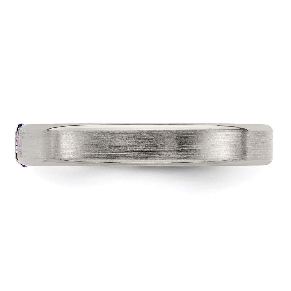 4mm Titanium Satin Amethyst Wedding Band Ring for Women - Elegant Bridal Engagement Jewelry, Perfect Gift for Her - Ideal for Proposals, Anniversaries & Special Occasions