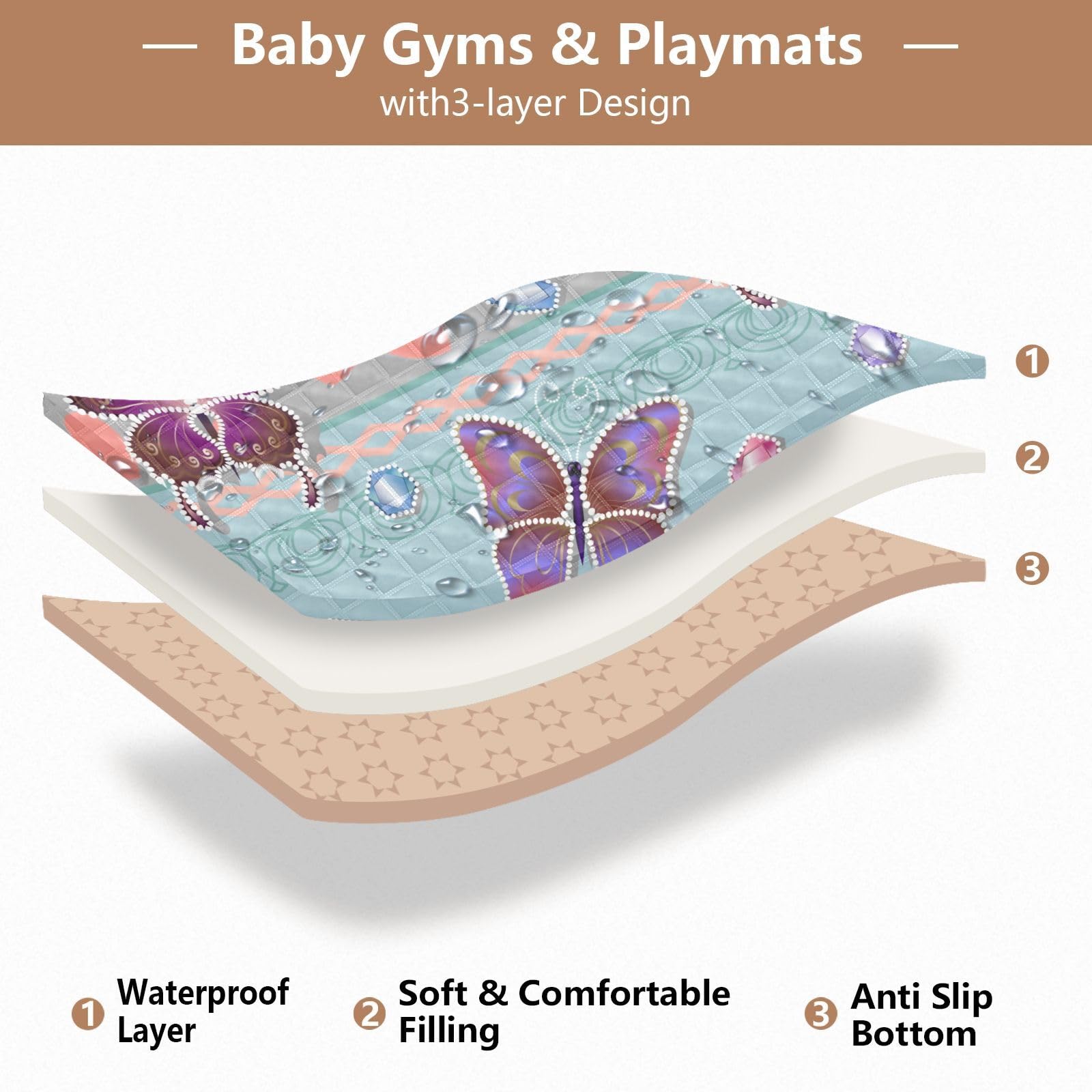 Vintage Butterfly Baby Playmat - Foldable 50
