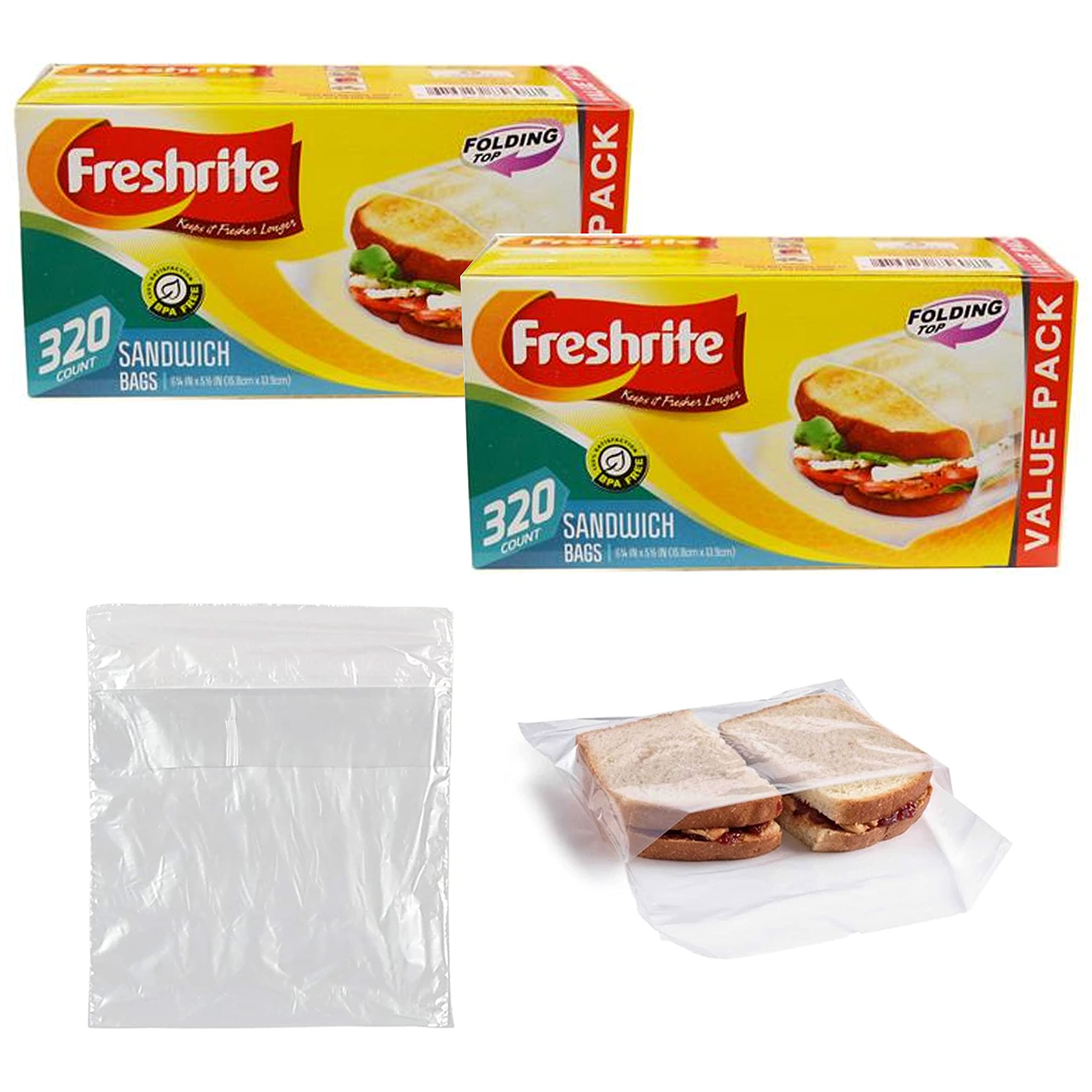 640 Count Reusable BPA-Free Sandwich Bags | Fold Top Food Storage & Snack Bags for Lunch, Meal Prep & Picnics