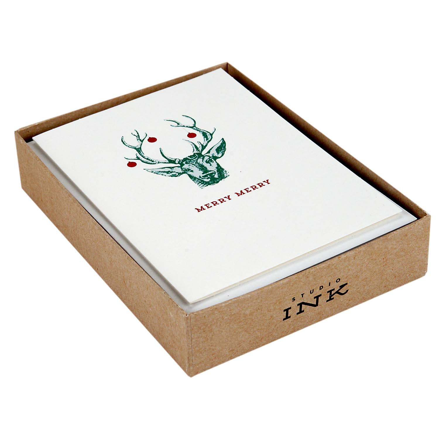 Hallmark Studio Ink Christmas Boxed Cards - 12 Reindeer Holiday Greeting Cards with Envelopes | Perfect for Family, Friends & Office Christmas Wishes