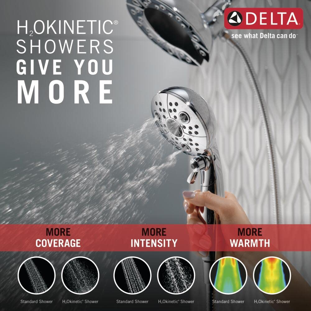 Delta Faucet 5-Spray In2ition Dual Shower Head with Handheld Spray - H2Okinetic Technology, Magnetic Docking, 1.75 GPM Water Flow, Chrome Finish (Model 58480-PK) - Perfect for Spa-Like Showers, Bathroom Upgrades & Water Conservation