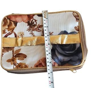 Salvus APP SOLUTIONS Adjustable Makeup Organizer Case - Cosmetic Storage Pouch for Women & Girls, Jewelry Accessories Vanity Organizer (Golden, 9x7 Inch) | Perfect for Travel, Home Vanity & Daily Makeup Organization