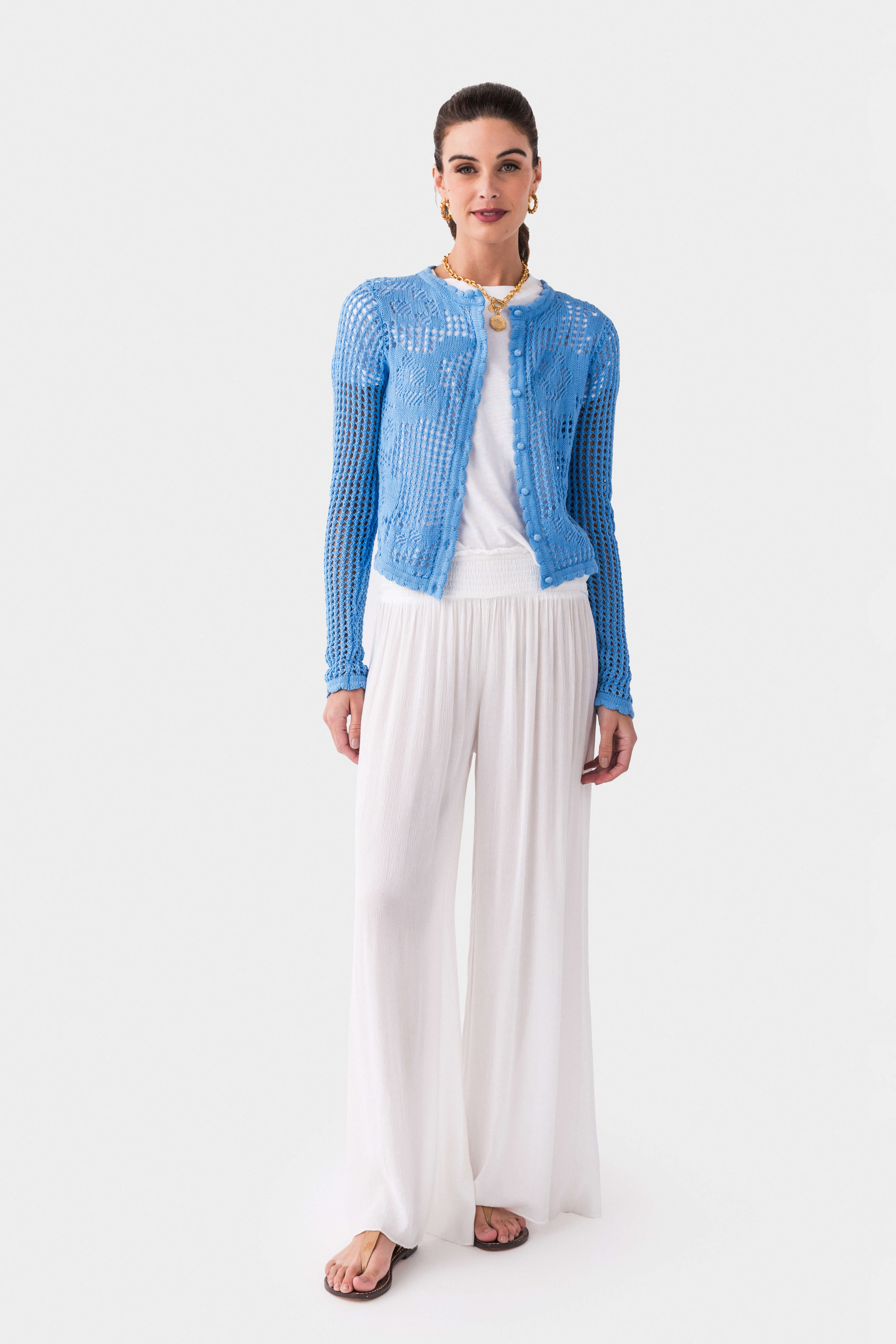 Elan Smock Waist Beach Pants for Women - Comfortable High Waisted Linen Pants for Summer, Vacation & Boho Style - Perfect for Beach, Travel and Casual Outings