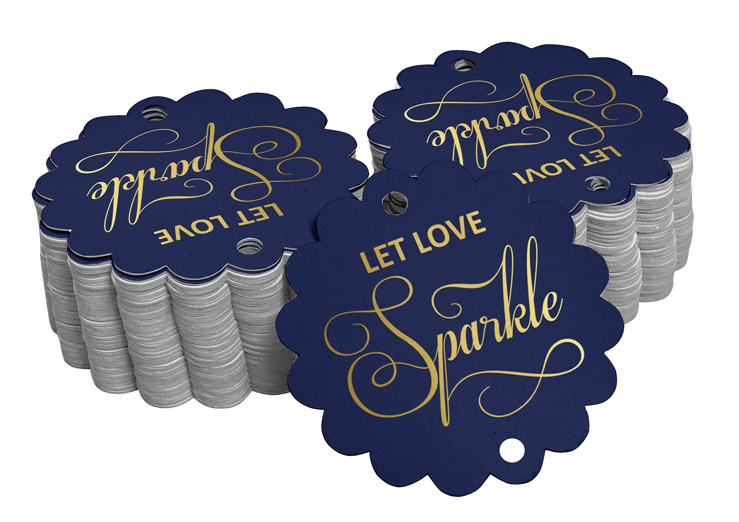 50 Pack Let Love Sparkle Wedding Favor Tags - Elegant Gold Foil Hanging Tags for DIY Invitations, Bridal Shower Decorations & Party Favors - Perfect for Weddings, Anniversaries and Special Events