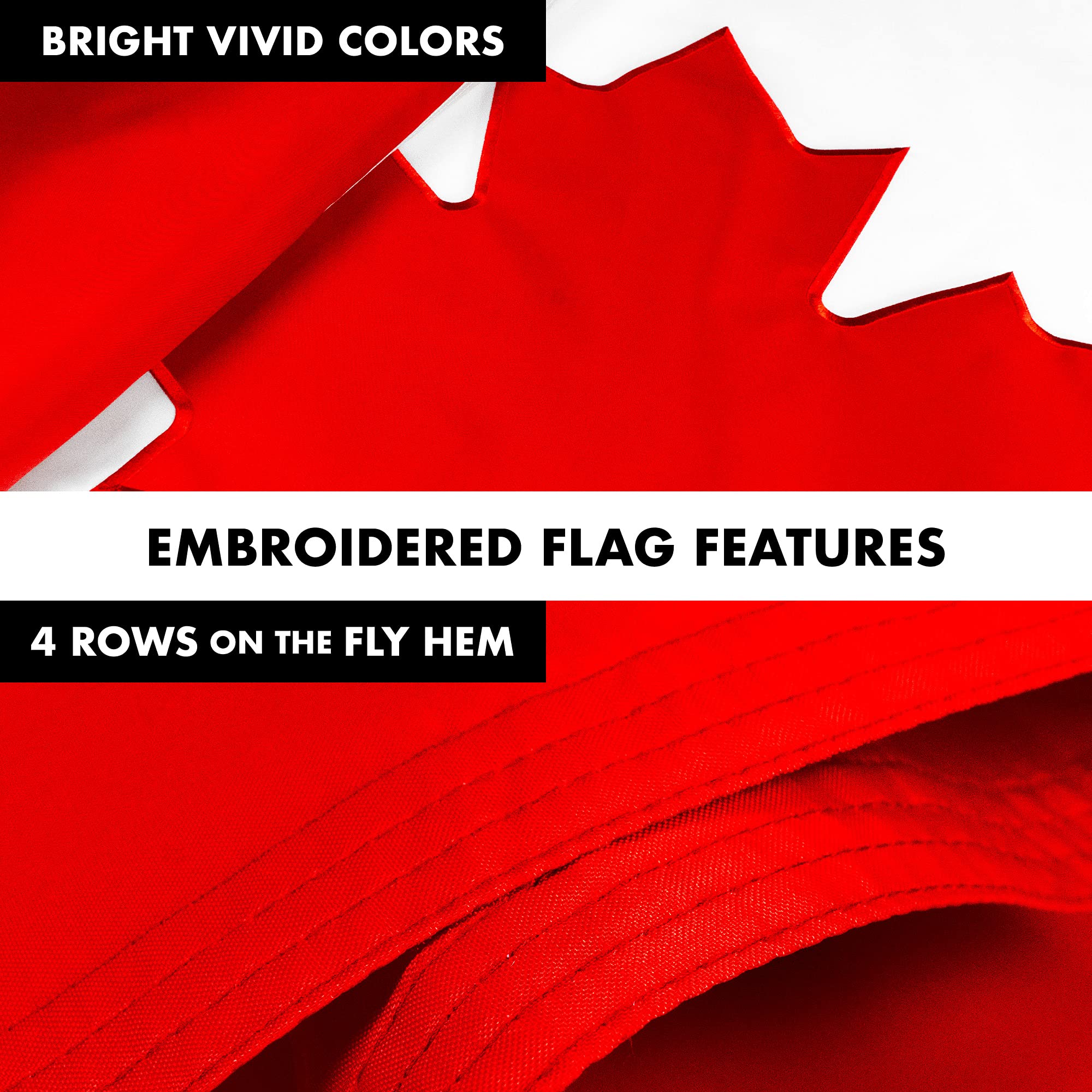 5 Feet Spinning Flagpole with 2x3 ft Double Sided Embroidered Canada Flag - Heavy Duty Aluminum Pole with Brass Grommets (Black) - Perfect for Outdoor, Garden, and Patriotic Displays