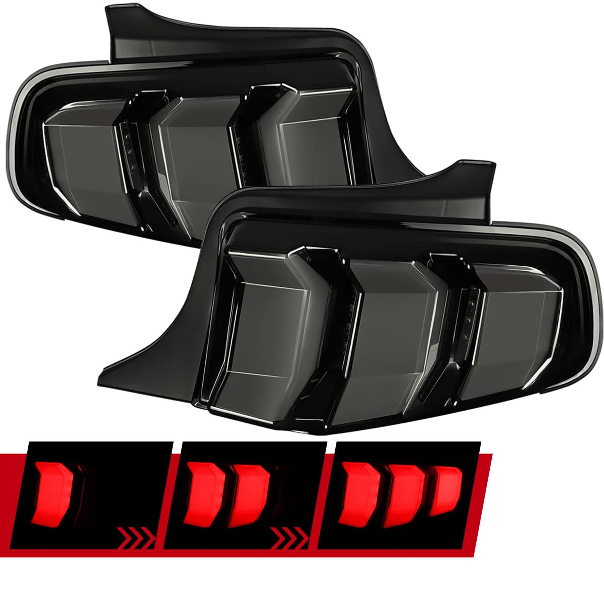 Glossy Black LED Sequential Turn Signal Tail Lights for Trucks & SUVs (Fits 10-12 Models) - Enhanced Safety & Style for Night Driving & Off-Road Adventures