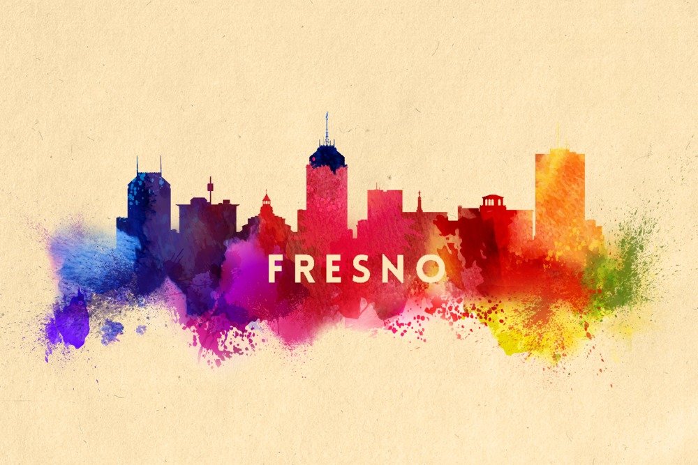 Fresno California Skyline Abstract Art Print - 12x18 Travel Poster Wall Decor for Home, Office & Gift Ideas