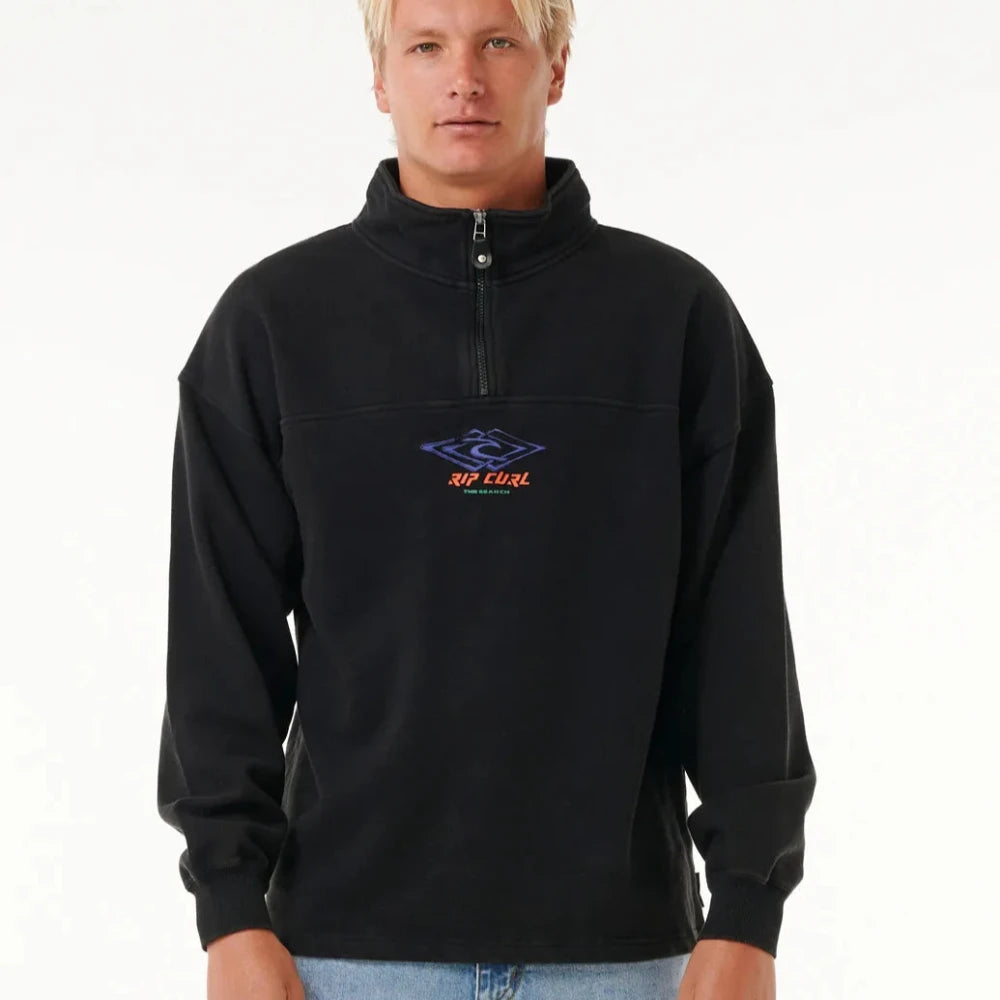 Rip Curl Quest 1/4 Zip Crew Sweater for Men - Lightweight Fleece Pullover for Surfing, Hiking & Outdoor Adventures