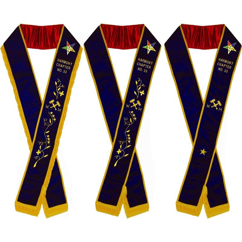 Worthy Matron - Hand Embroidered OES Purple Velvet Sashes for Masonic Events & Ceremonies | Elegant Fraternal Organization Accessories