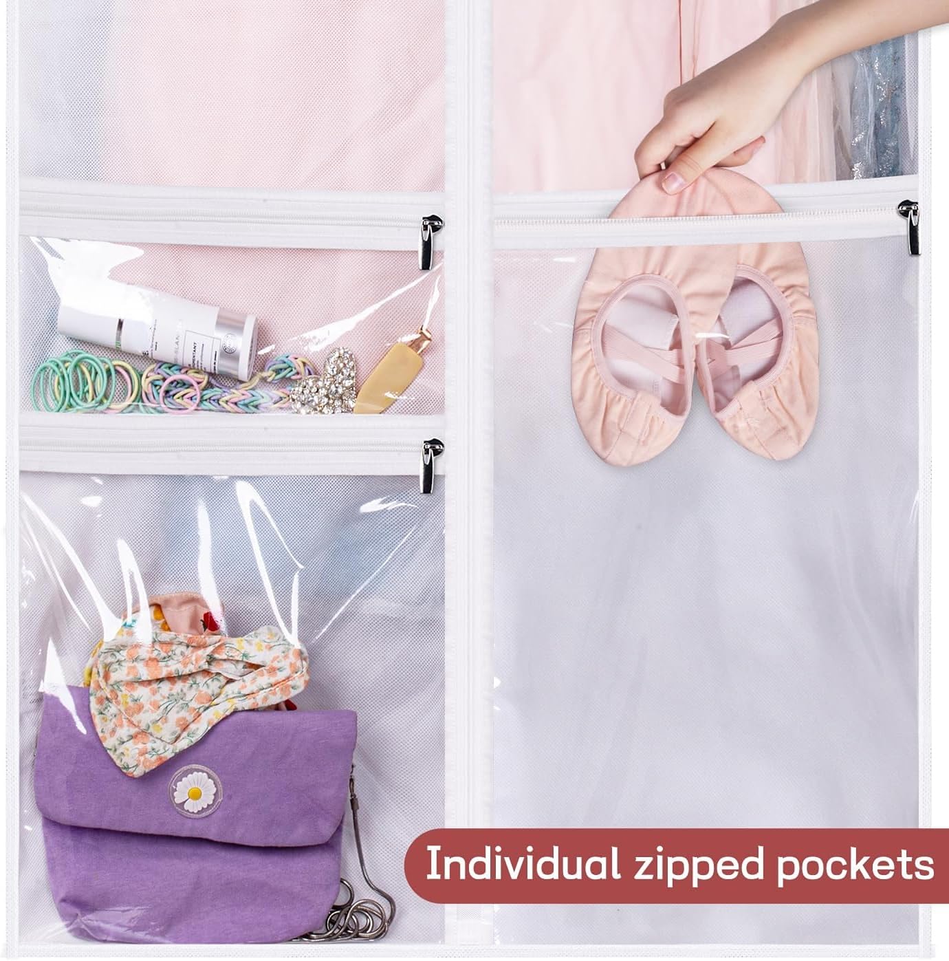 5-Pack Hanging Garment Bags & 2-Pack Costume Dance Garment Bags - Travel Storage, Closet Organization, and Costume Protection for Dancers