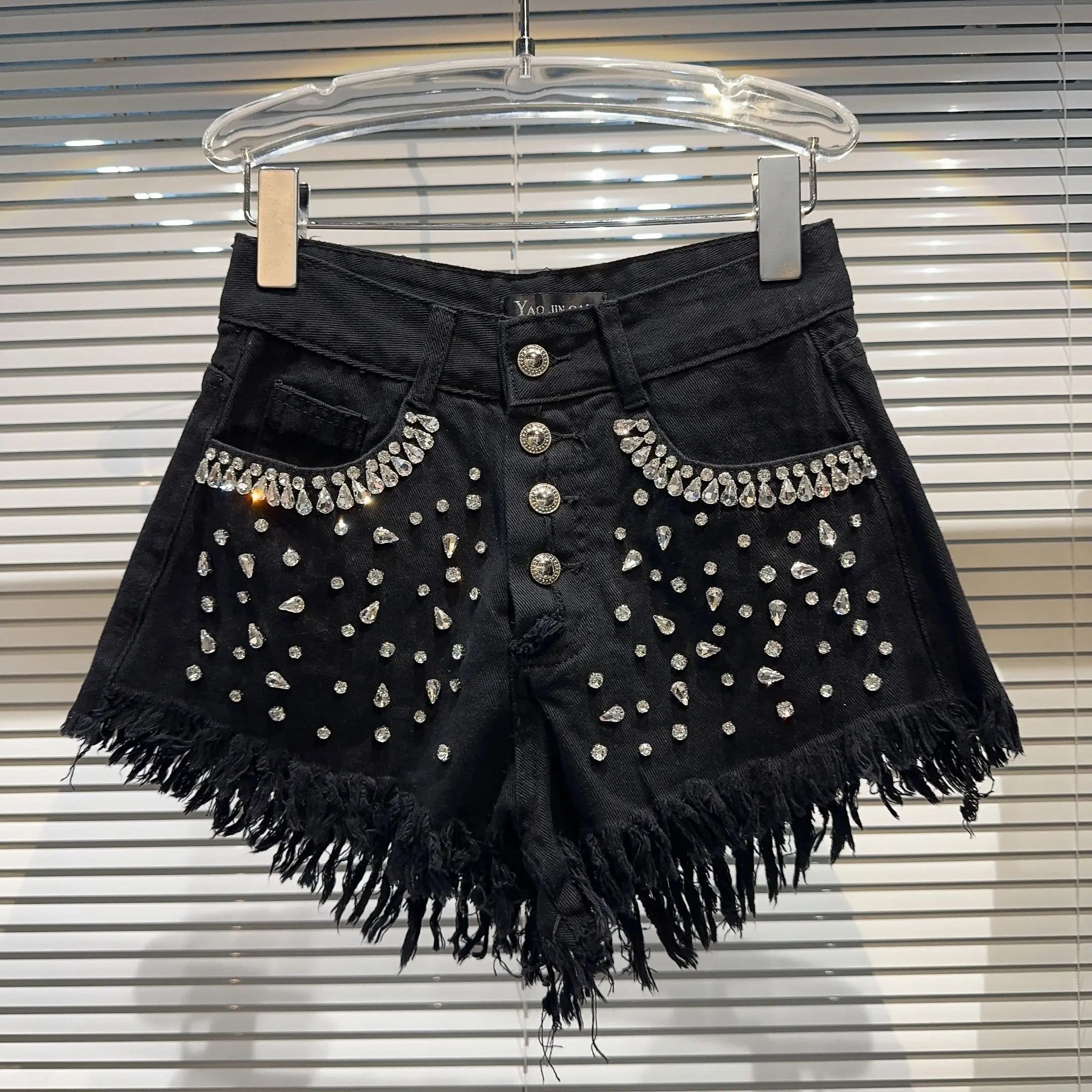 Sparkling Rhinestone Denim Shorts for Women - Sequin Party Shorts for Festivals, Concerts & Night Out