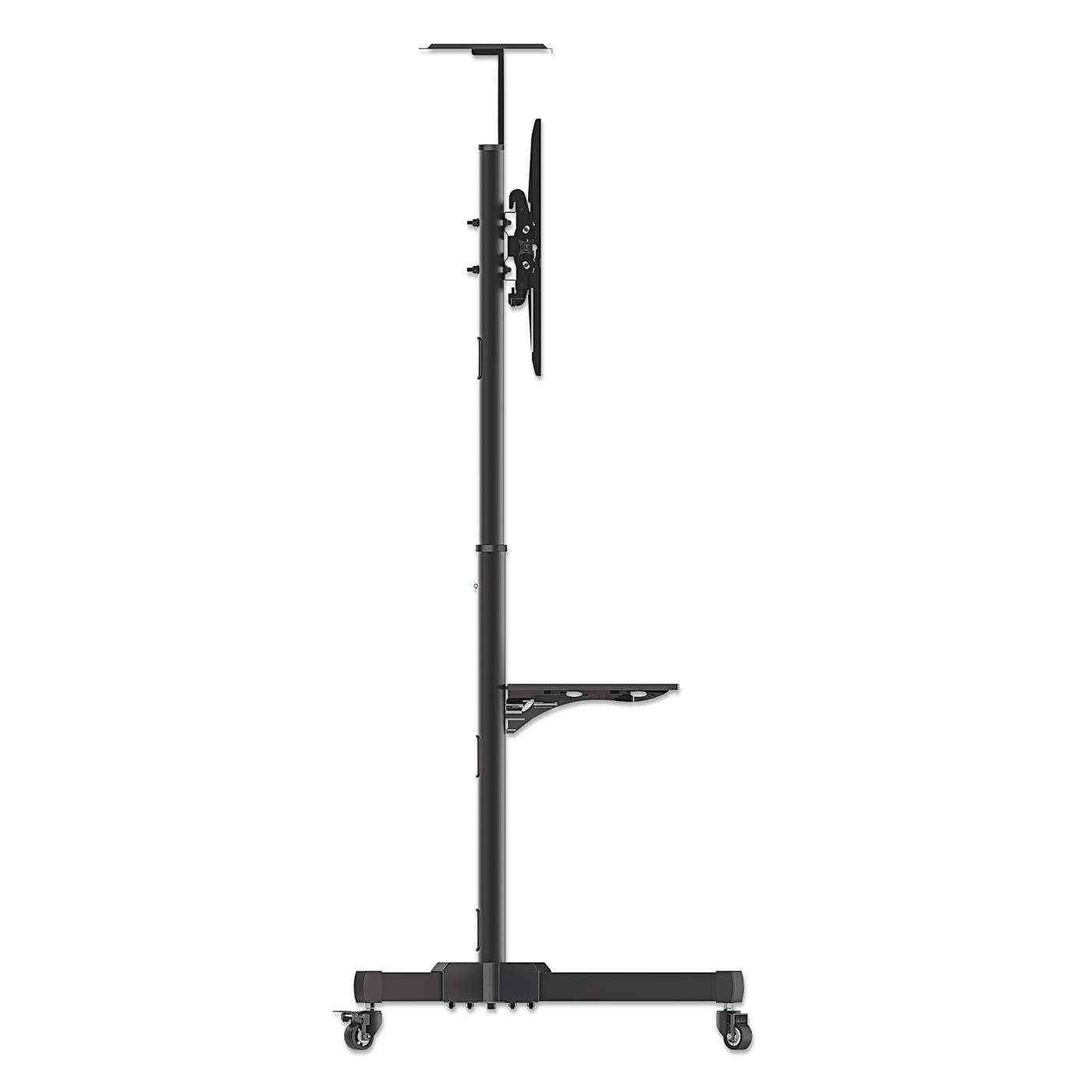 Adjustable Height TV Stand Cart with Wheels - Mobile Multimedia Entertainment Center for Living Room, Bedroom, or Office