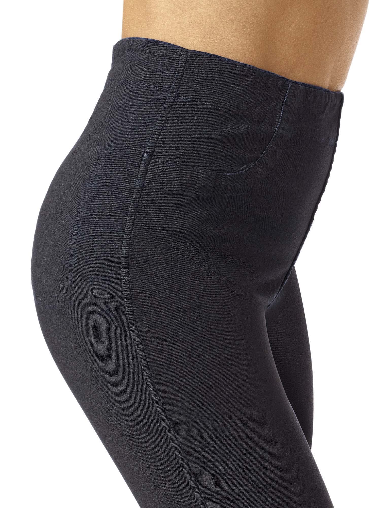 HUE Women's Reversible Denim High Rise Leggings - Stretchy Comfort Pants for Yoga, Workout & Everyday Wear | Trendy Plus Size Fashion