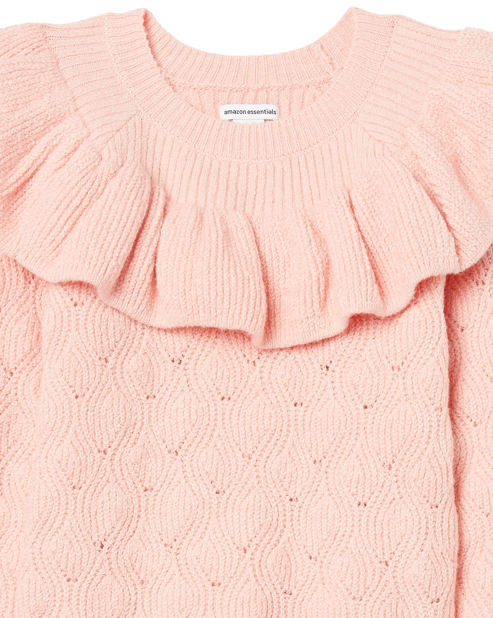 Amazon Essentials Girls & Toddlers Soft Touch Ruffle Sweater - Cozy Knit Pullover for School, Playdates & Family Photos