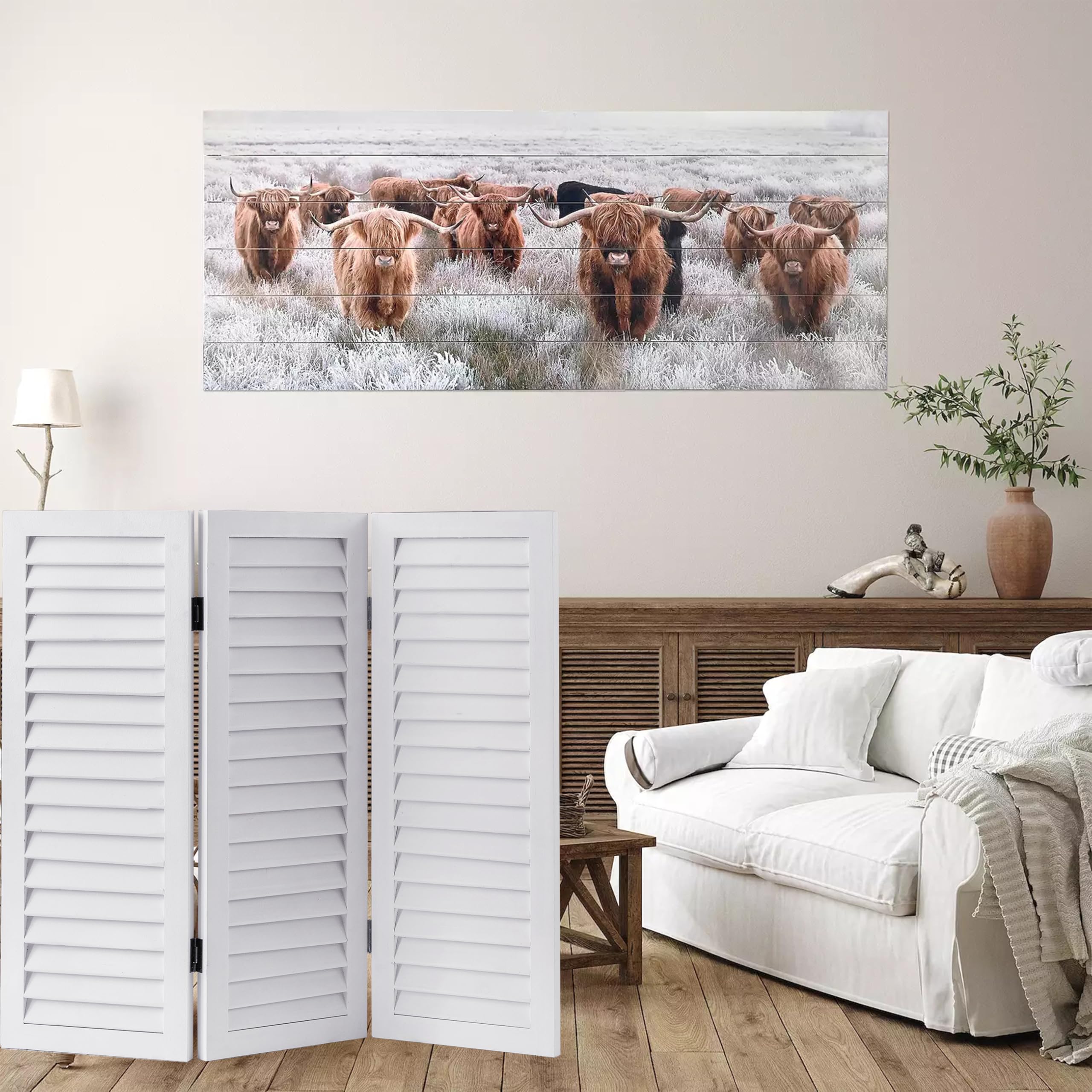 SOFE 3 Panel Wood Room Divider - 2.6 Ft Tall Folding Partition Screen for Bedroom, Office & Living Space | Freestanding White Shutter Design | Perfect for Privacy, Room Separation & Home Decor