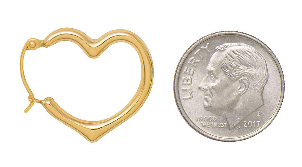 14K Gold Heart Shaped Hoop Earrings for Women - 2mm Thick, 16-20mm Size - Dainty Valentine's Day Gift, Anniversary Jewelry, Everyday Wear Elegance