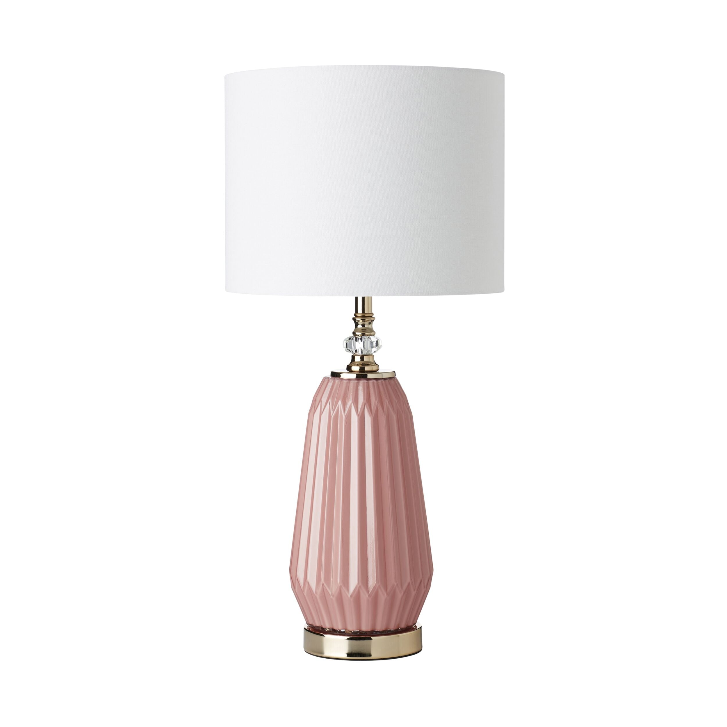 Astrid Dusty Pink Glass Table Lamp - 60cm Height Modern Home Decor for Living Room, Bedroom & Office
