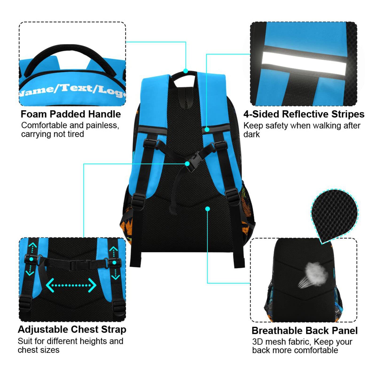Custom Personalized Monster Truck Backpack for Boys & Girls - Durable School Backpack with Adjustable Straps, Kids Bookbag for Elementary Students - Perfect for School, Travel & Outdoor Adventures