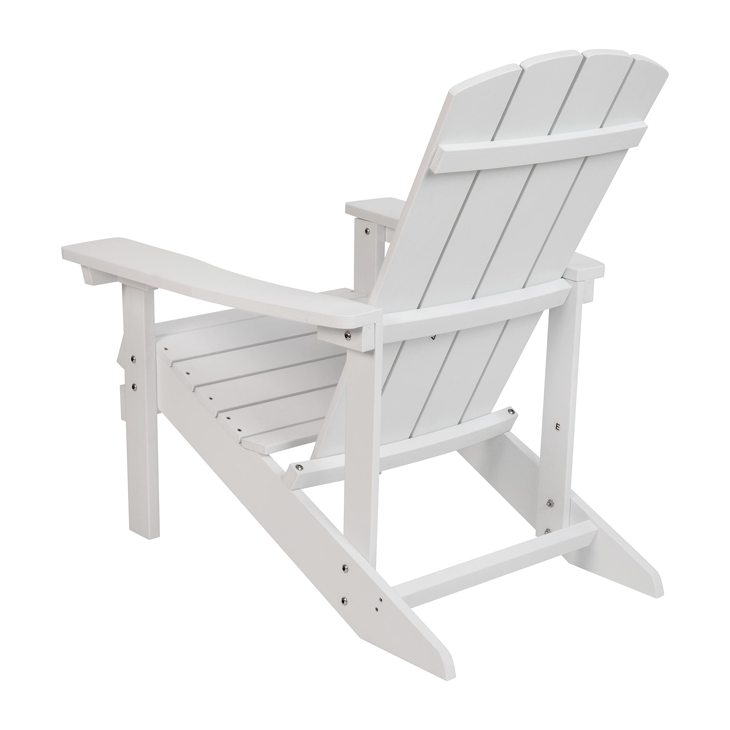 Flash Furniture Charlestown Commercial Grade Indoor/Outdoor Adirondack Chair - Weather Resistant Durable Poly Resin Deck & Patio Seating in White - Perfect for Backyard, Garden, Poolside & Beach Relaxation
