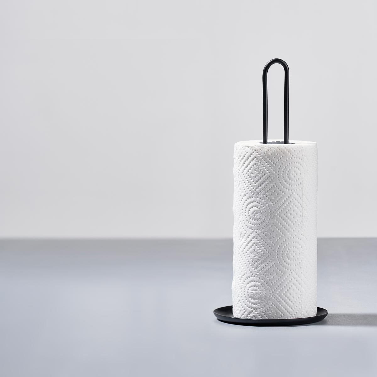 ZONE DENMARK Stainless Steel Kitchen Roll Holder - Black Paper Towel Holder for Countertop, Under Cabinet - Durable & Stylish for Home, Office, Restaurant Use