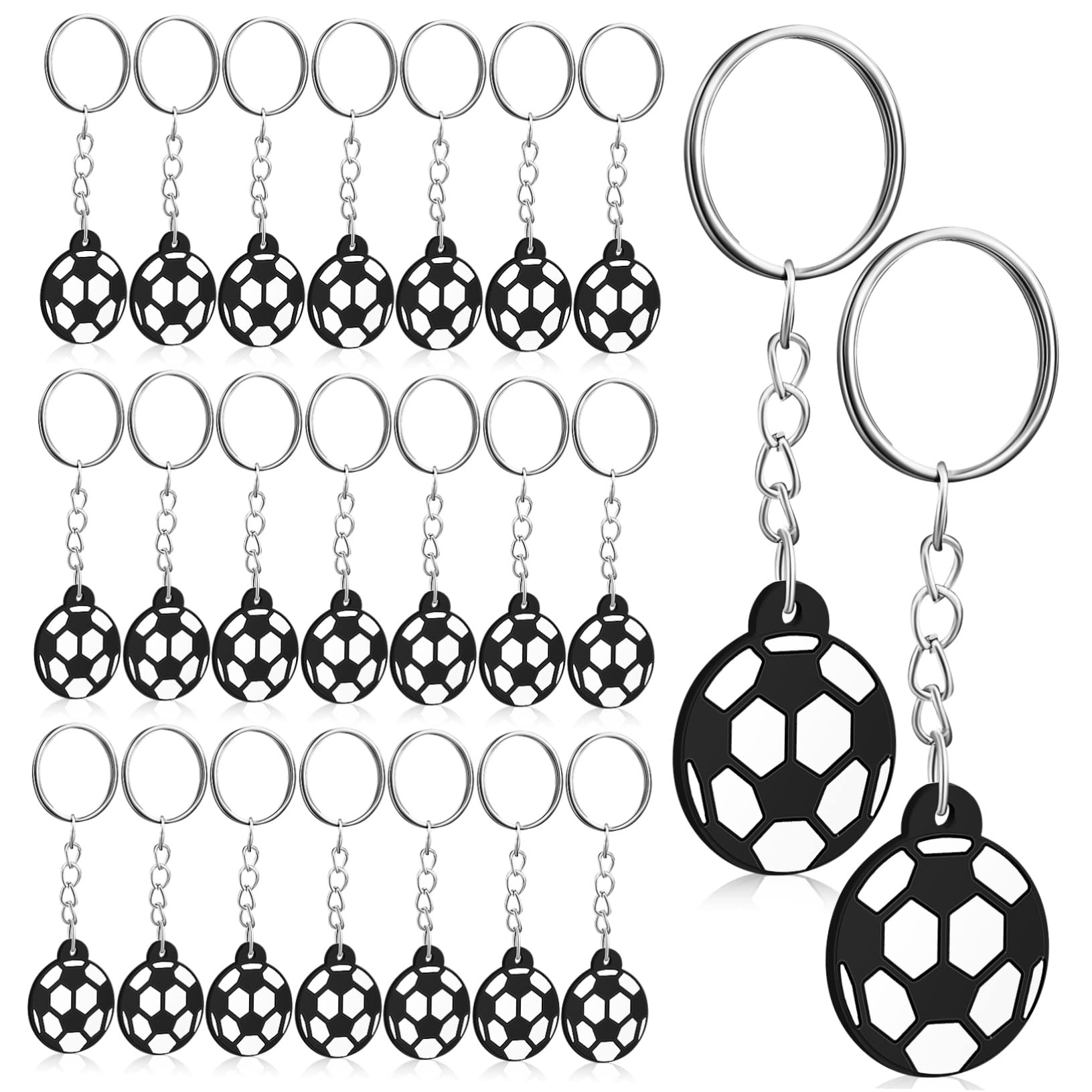 Mipcase 24 Pcs Soccer Keychain Set - Football Pendants, PVC Car Keychains, Party Favors for Soccer Enthusiasts, Perfect for Gifts, Events, and Team Spirit Accessories