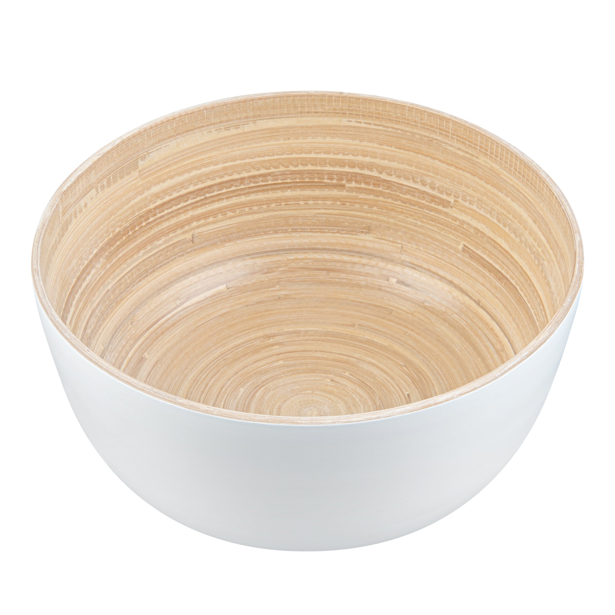 Bambuddha 30 oz Round White Spun Bamboo Large Salad Bowl - 11 x 11 x 5.5 Inches - Eco-Friendly Serving Bowl for Salads, Pasta, Snacks & Entertaining - 1 Count Box