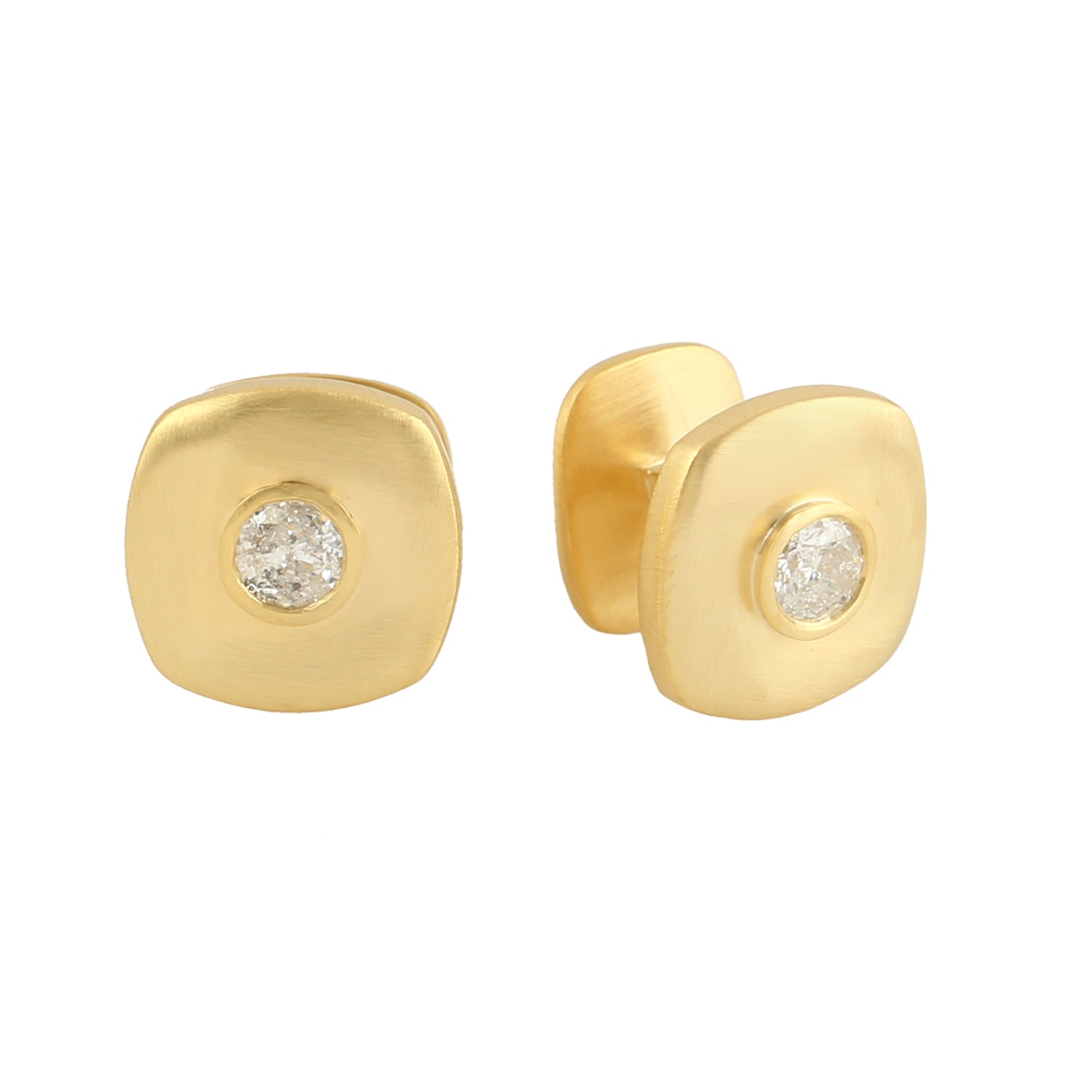 10K Yellow Gold Bezel Set Rose Cut Diamond Cufflinks for Men - Elegant & Unique Wedding, Prom, Business Formal Wear Accessories