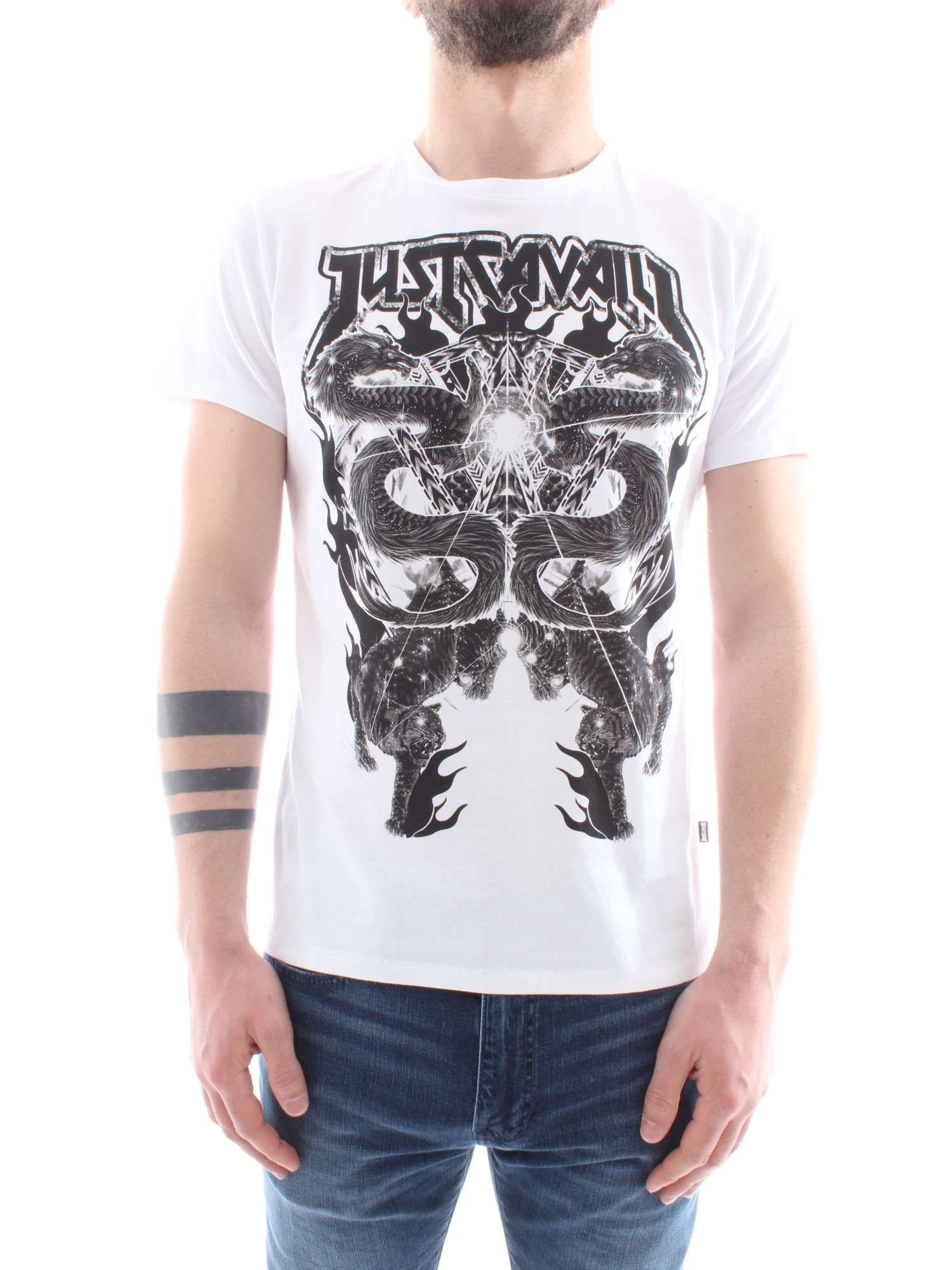 Just Cavalli Men's Graphic T-Shirt - Stylish Casual Cotton Tee for Everyday Wear | Perfect for Streetwear, Parties & Weekend Outfits