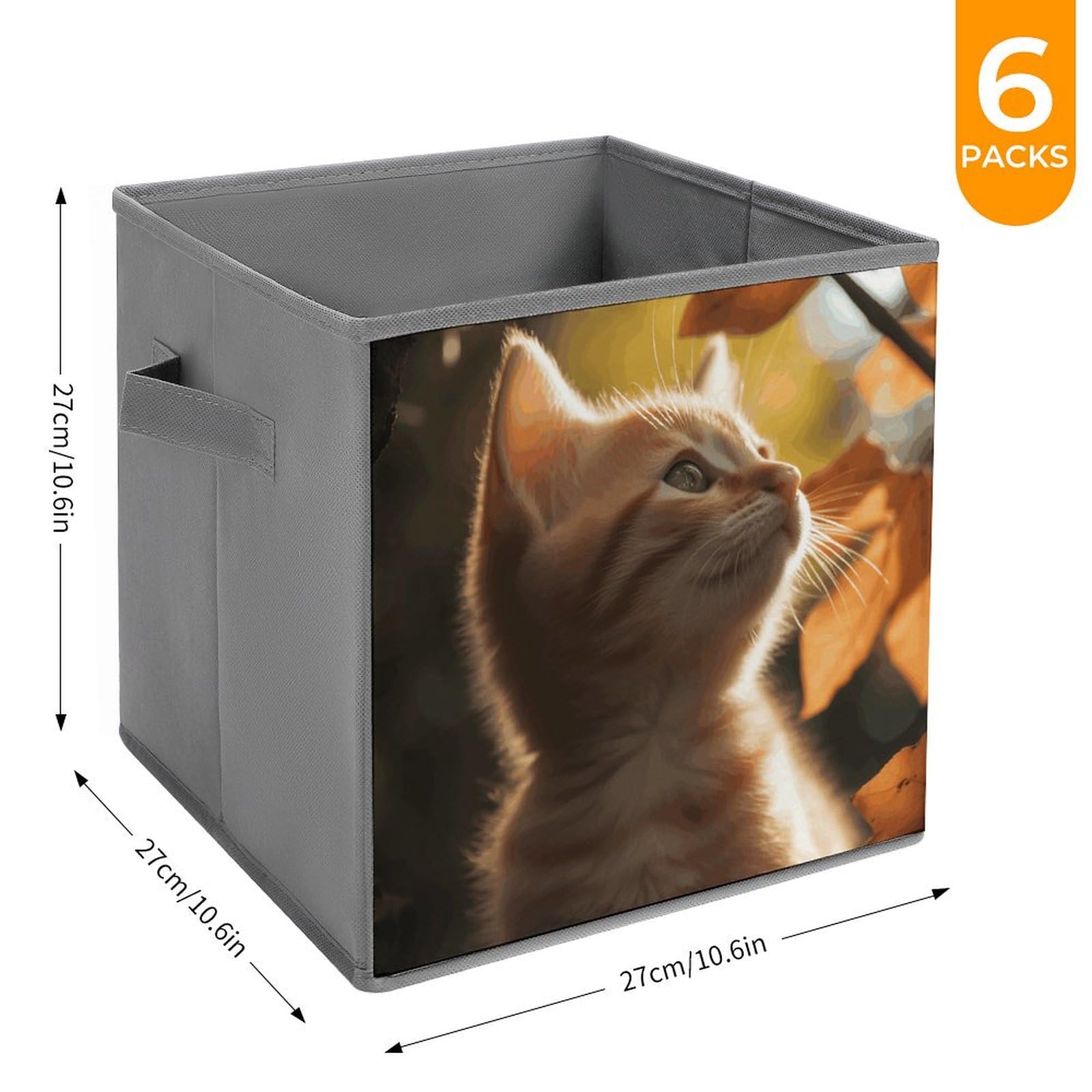 Collapsible Waterproof Storage Cube Bins with Handles - 6 Pack Organizer Baskets for Home, Closet, Office & Bedroom - Perfect for Toys, Cat Supplies & Underbed Storage