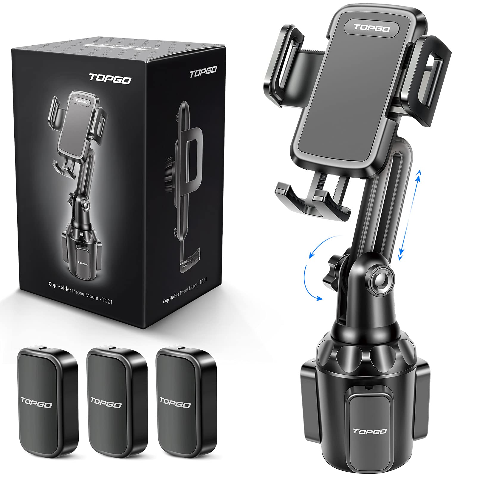 Premium Car Cup Holder Phone Mount - No Shaking, Stable & Adjustable Stand for iPhone 14, Samsung & Smartphones (Black) | Perfect for Road Trips, Commuting & Hands-Free Navigation