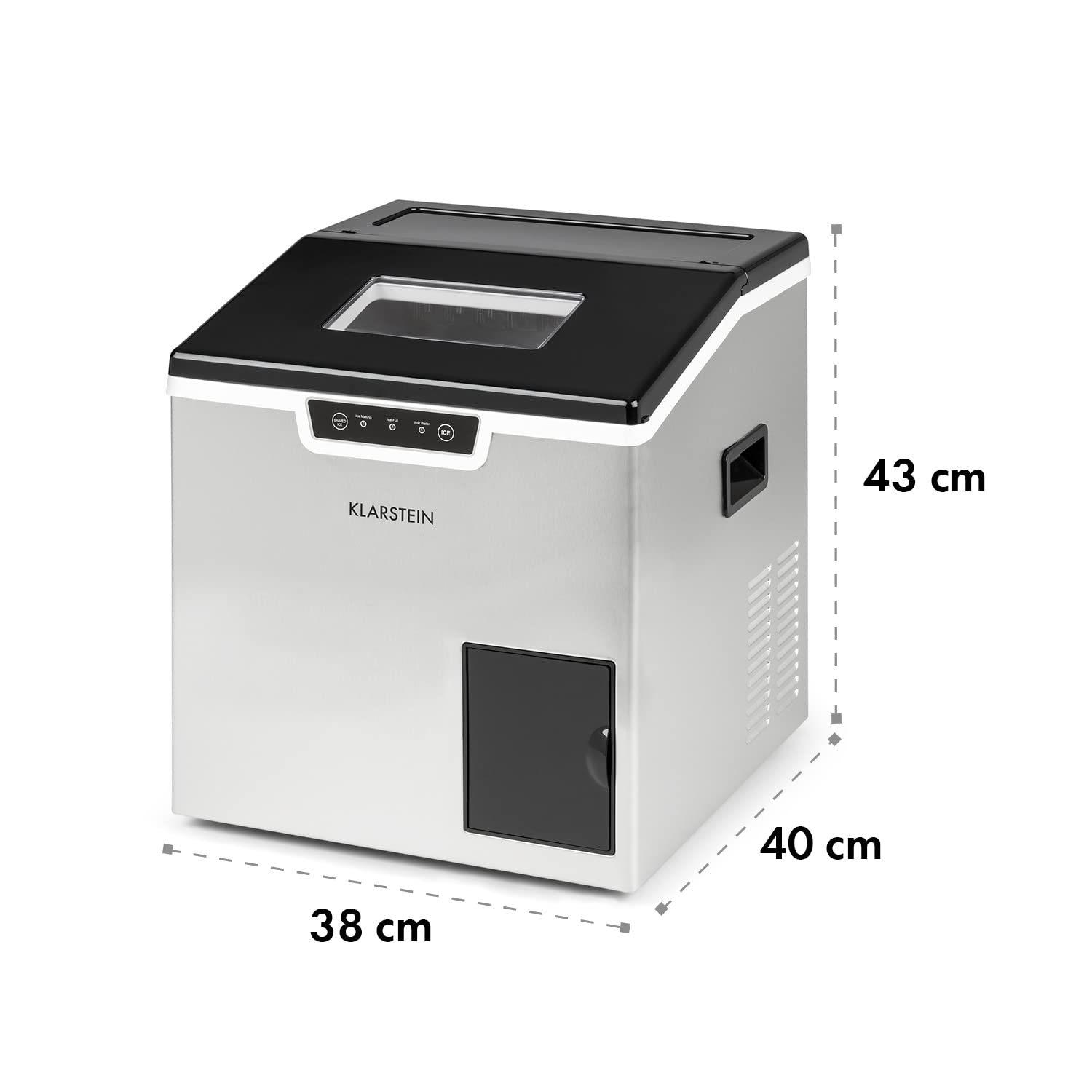 Klarstein 3L Ice Maker Machine for Home - Fast Crushed or Ball Ice Production up to 20kg - Self-Cleaning with Safety Alarm - Perfect for Cocktails, Parties & Kitchen Use
