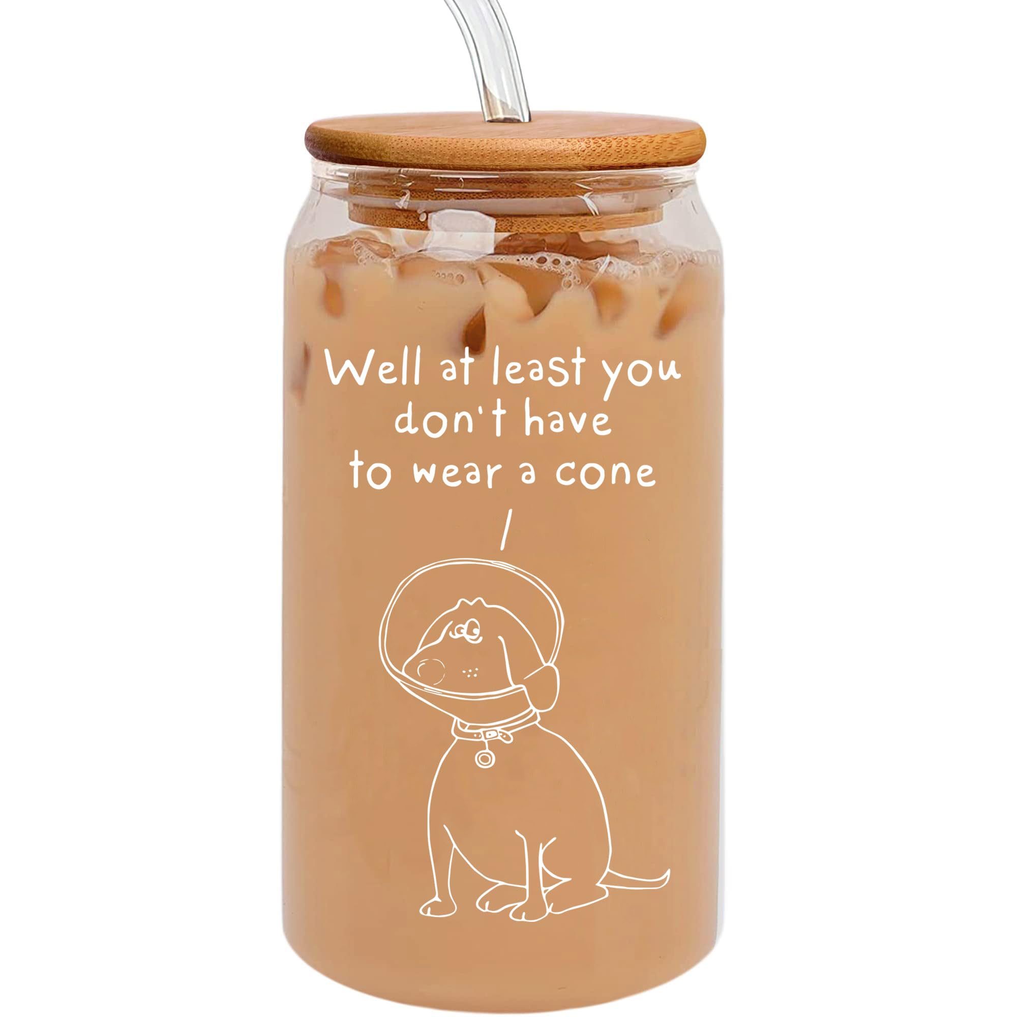 16oz Glass Coffee Cup with Bamboo Lid & Straw - Funny Breakup & Divorce Gift for Women, Get Well Present After Surgery - Perfect for Iced Coffee, Smoothies & Relaxing at Home