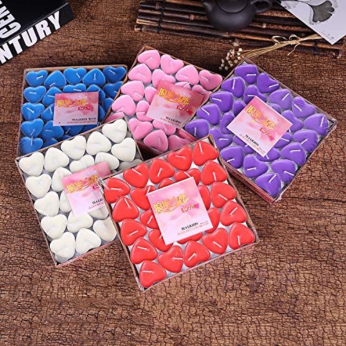 50pcs Heart Shaped Candles - Smokeless Tealights for Birthday, Proposal, Wedding, Party, Valentine's Day & Christmas Decorations - Romantic Ambiance Candle Set (Purple) - Perfect for Table Centerpieces, Romantic Dinners & Special Occasions