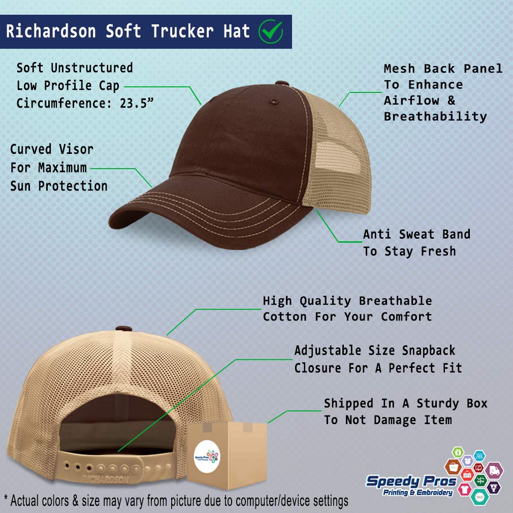 Richardson Trucker Mesh Hat with Esperanto Flag Embroidery - Cotton Snapback Dad Cap for Men & Women in Brown & Khaki - Perfect for Outdoor Activities, Casual Wear & Gift Giving