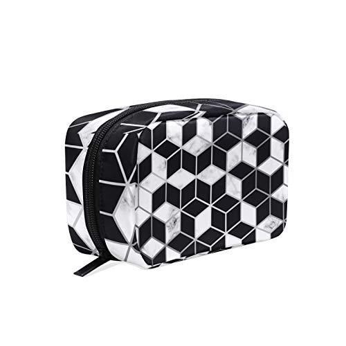 Marble Texture Geometric Cubes Large Makeup Bag for Women - Train Toiletry Storage Case, Portable Zipper Pouch for Cosmetics & Coins - Travel Cosmetic Organizer for Women & Girls | Perfect for Travel, Gym & Daily Use