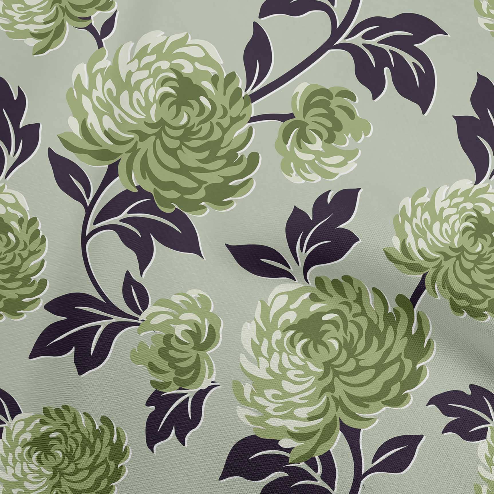 oneOone 56 Inch Wide Polyester Spandex Floral Print Fabric - Green Dress Material by The Yard for DIY Clothing, Home Decor & Craft Projects