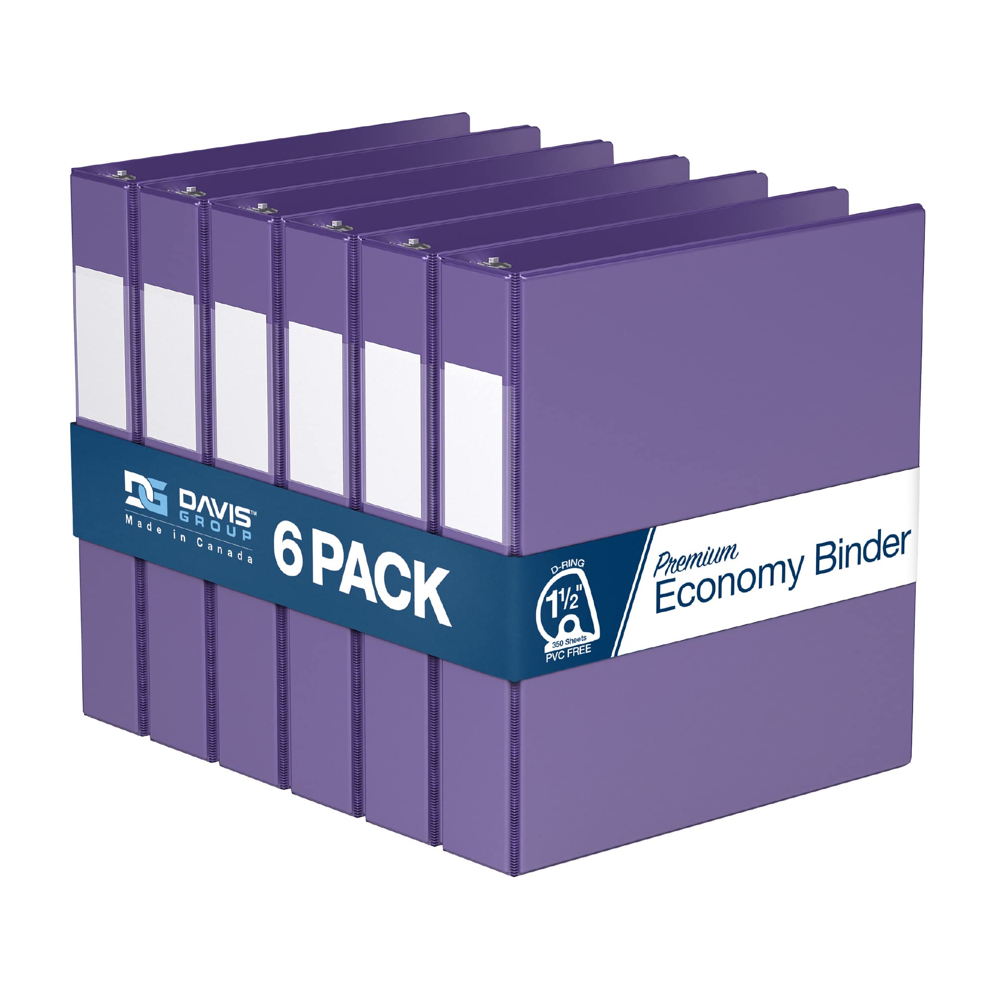 Premium 1.5-Inch 3-Ring Binders - D Ring Notebook Organizer for School, Office & Home - 6-Pack Colorful Purple Binders - Perfect for Class Projects, Work Documents & Home Organization