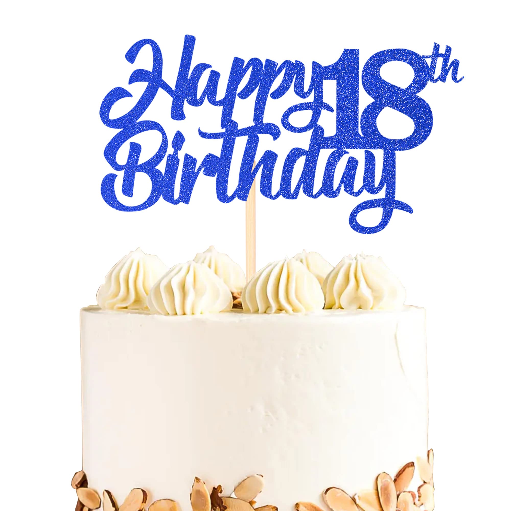 1 Pack Glitter 18th Birthday Cake Topper - Cheers to 18 Years Old Cake Decorations for 18th Birthday Party Supplies (Blue) - Perfect for Milestone Celebrations & Theme Parties