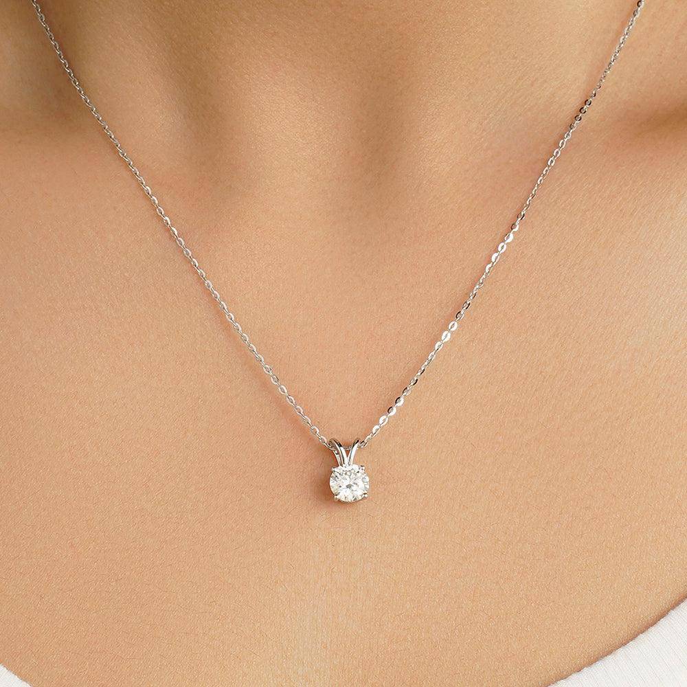 1 CT Round Moissanite Solitaire V-Bale Pendant Necklace - Elegant Jewelry Gift for Women, Perfect for Weddings, Anniversaries & Special Occasions