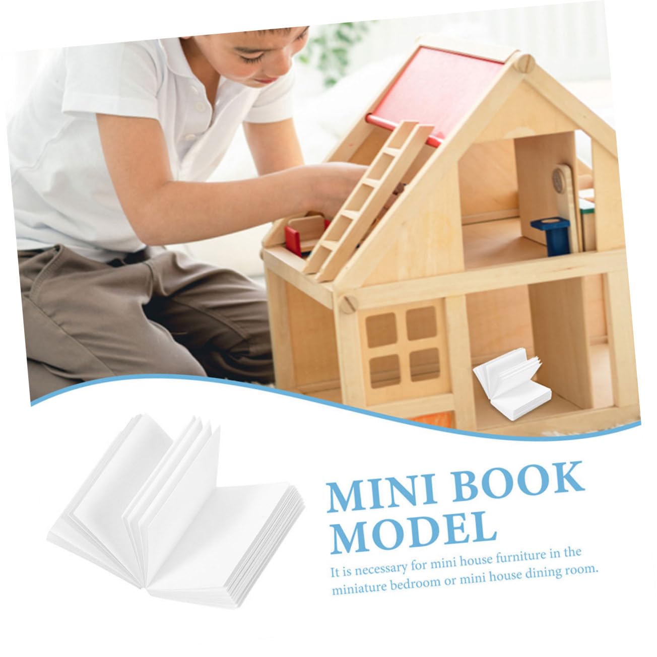 50pcs Miniature Book Accessories for Dollhouse - DIY Handmade Mini Books, Blank Cartoon Pages for Kids Toys - Perfect for Pretend Play, Model Scenes & Craft Projects