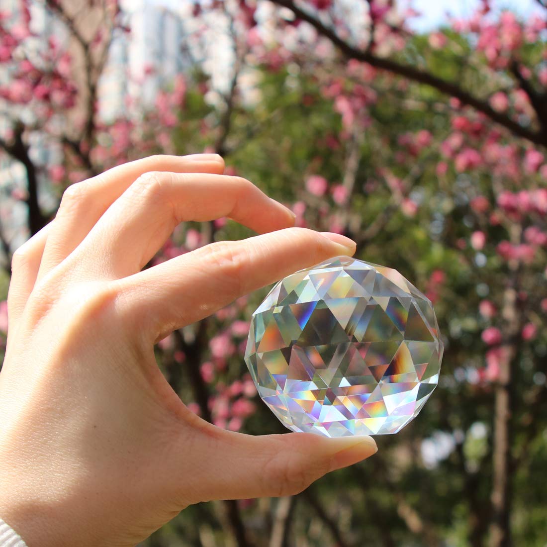 2 Pack Clear Crystal Ball Prism Window Rainbow Maker - 80mm & 60mm Feng Shui Sun Catchers for Home Decor, Meditation & Positive Energy, Creates Beautiful Rainbows in Rooms, Gardens & Windows