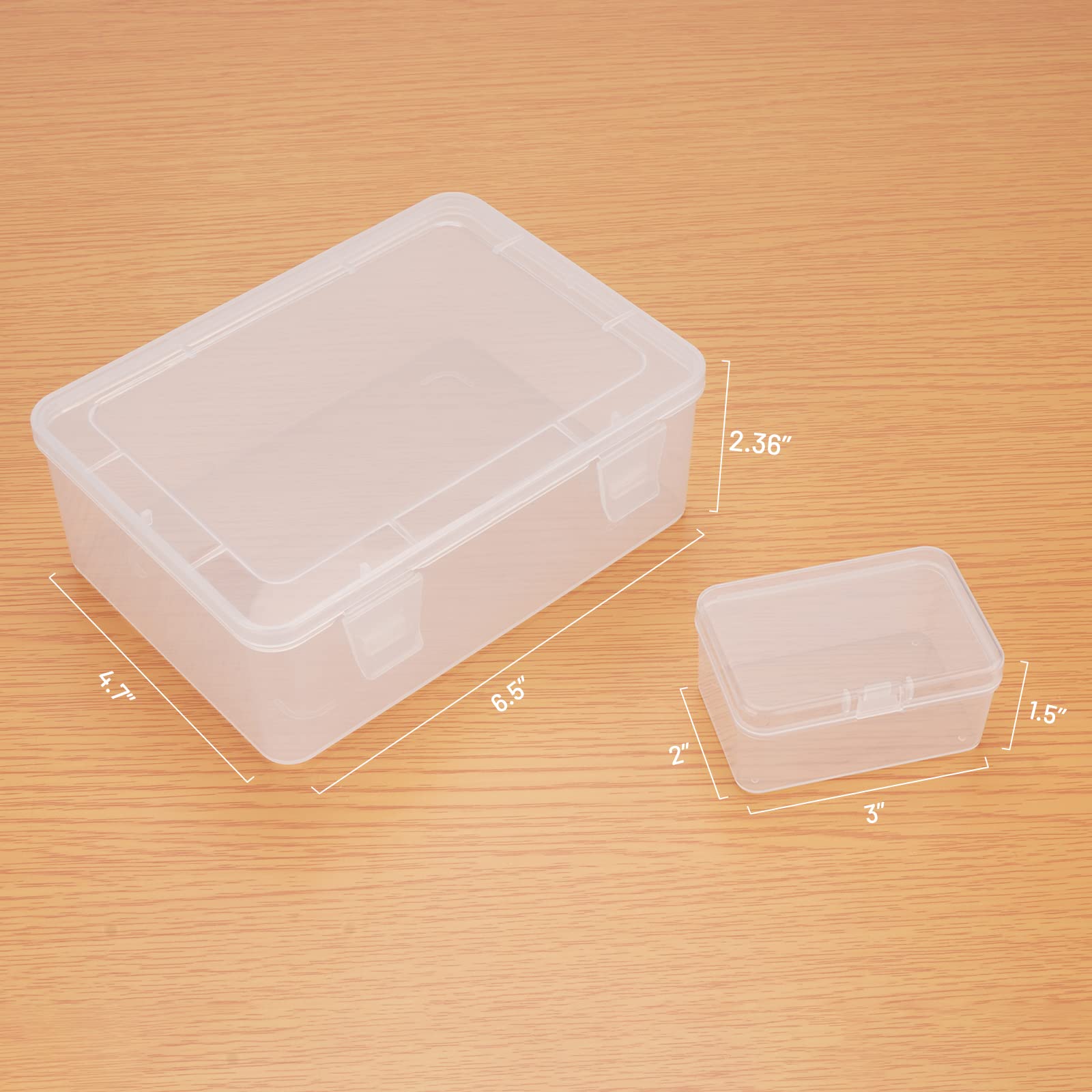 Mathtoxyz 2-Pack Clear Plastic Bead Storage Containers - Small Rectangle Organizer Boxes for Jewelry Making, Nail Art, DIY Crafts & Hardware Storage (Perfect for Beads, Screws, Batteries & Craft Supplies)